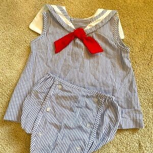 Never worn.  Size 6 months, Pixie Lily sailor set.
